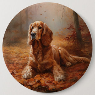 Cocker Spaniel in Autumn Leaves Fall Inspire 6 Inch Round Button