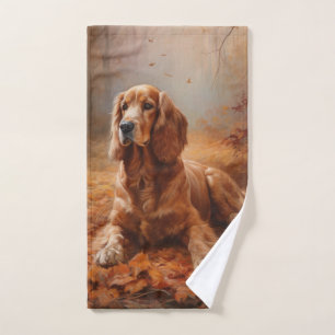 Cocker Spaniel in Autumn Leaves Fall Inspire Bath Towel Set