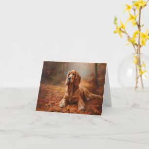 Cocker Spaniel in Autumn Leaves Fall Inspire Card