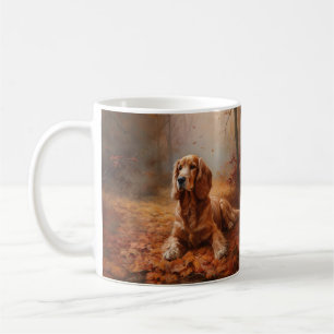 Cocker Spaniel in Autumn Leaves Fall Inspire Coffee Mug