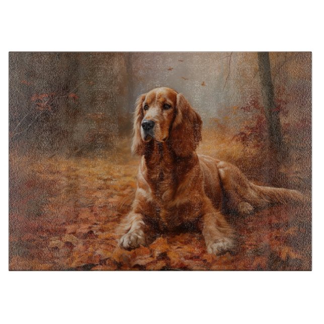 Cocker Spaniel in Autumn Leaves Fall Inspire Cutting Board (Front)