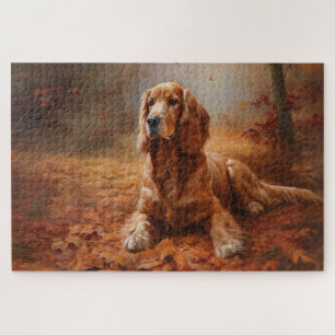Cocker Spaniel in Autumn Leaves Fall Inspire Jigsaw Puzzle