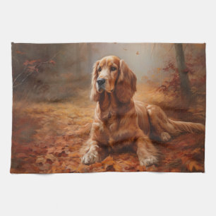 Cocker Spaniel in Autumn Leaves Fall Inspire Kitchen Towel