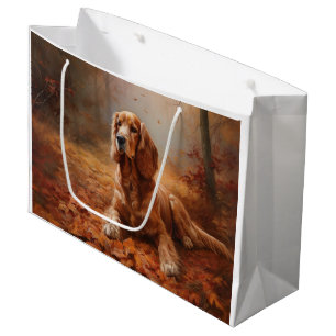 Cocker Spaniel in Autumn Leaves Fall Inspire Large Gift Bag