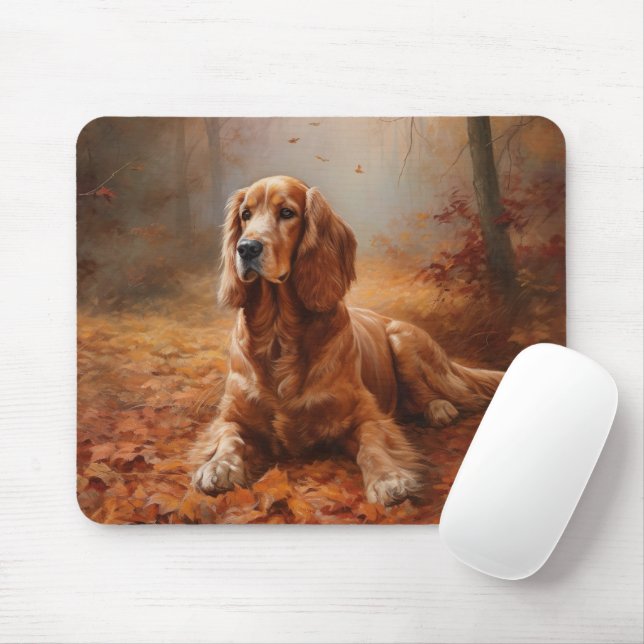 Cocker Spaniel in Autumn Leaves Fall Inspire Mouse Pad (With Mouse)