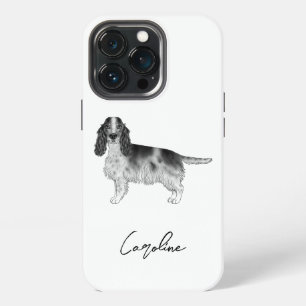 Cocker Spaniel In Black And White & Custom Name iPhone 13 Pro Case