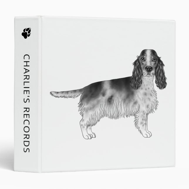 Cocker Spaniel In Black And White & Custom Text Binder (Front/Spine)