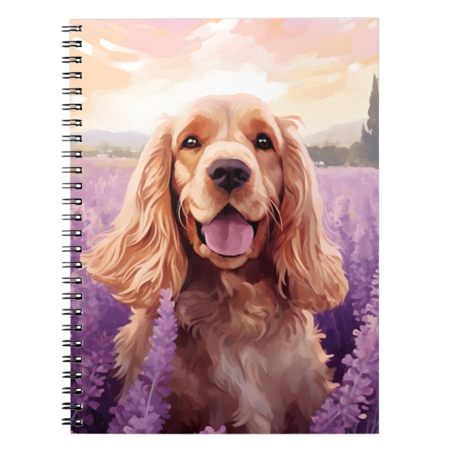 Cocker Spaniel in Lavender field Notebook (Front)