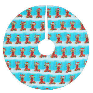 Cocker Spaniel in snow with Christmas gifts Brushed Polyester Tree Skirt