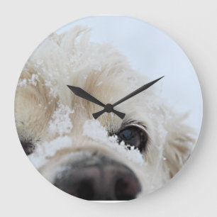 Cocker Spaniel in the Snow Large Clock