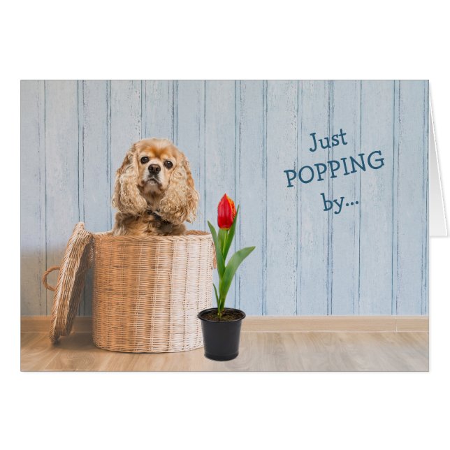 Cocker Spaniel in Wicker Basket Birthday Card (Front Horizontal)