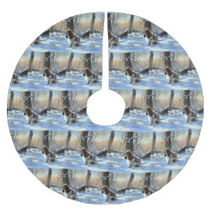 Cocker Spaniel Let It Snow Christmas  Brushed Polyester Tree Skirt