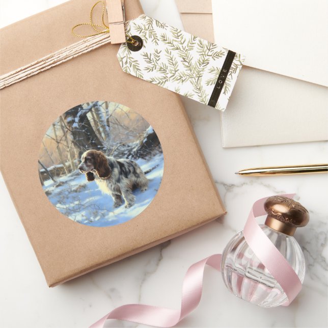 Cocker Spaniel Let It Snow Christmas  Classic Round Sticker (Gifting)
