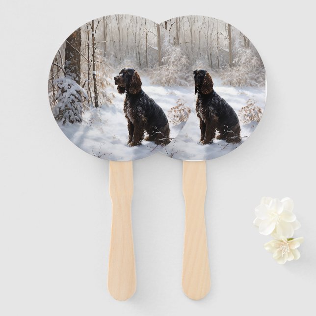 Cocker Spaniel Let It Snow Christmas  Hand Fan (Front and Back)