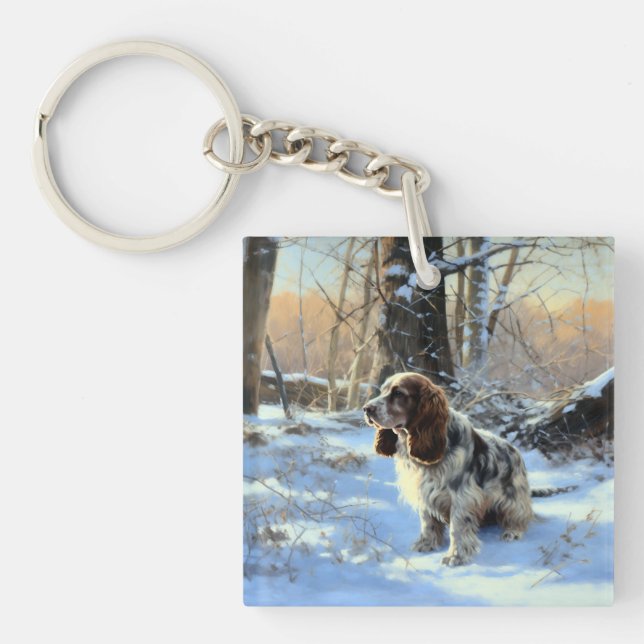 Cocker Spaniel Let It Snow Christmas  Keychain (Front)