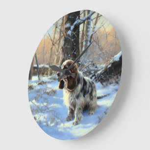 Cocker Spaniel Let It Snow Christmas  Large Clock