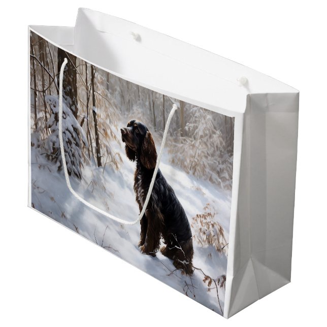Cocker Spaniel Let It Snow Christmas  Large Gift Bag (Front Angled)
