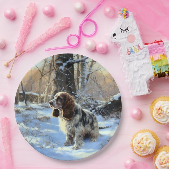 Cocker Spaniel Let It Snow Christmas  Paper Plate (Party)
