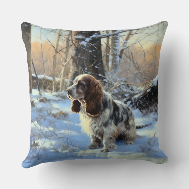 Cocker Spaniel Let It Snow Christmas  Throw Pillow (Back)