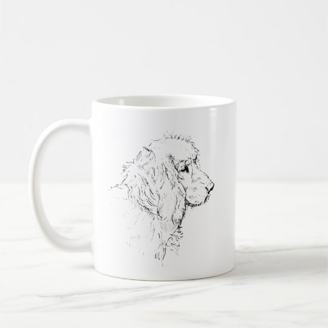 Cocker Spaniel – Line Art Sketch Dog Coffee Mug (Left)
