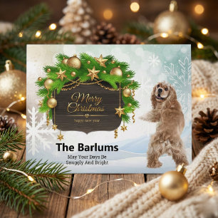 Cocker Spaniel Merry Christmas Personalized Holiday Postcard