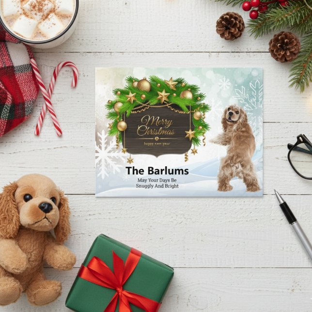 Cocker Spaniel Merry Christmas Personalized Holiday Postcard (Cocker Spaniel Merry Christmas Personalized Holiday Postcard)