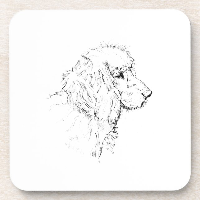 Cocker Spaniel – Minimalist Dog Line Drawing Coaster (Front)