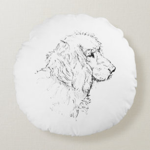 Cocker Spaniel – Minimalist Dog Line Drawing Round Pillow