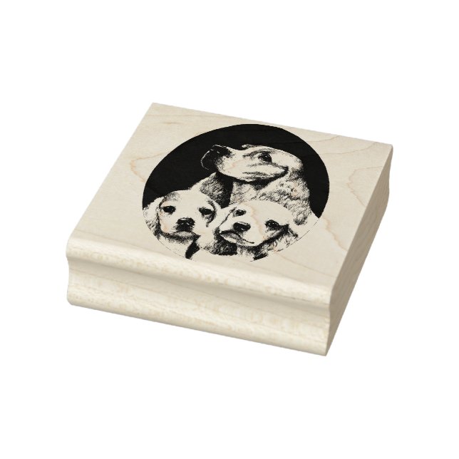 Cocker Spaniel Mom Dog And puppies animal pets art Rubber Stamp (Stamp)
