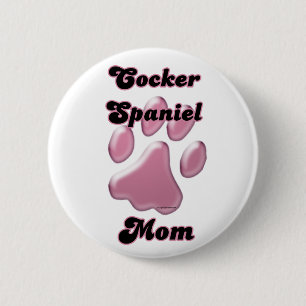 Cocker Spaniel Mom Pink Pawprint - Button