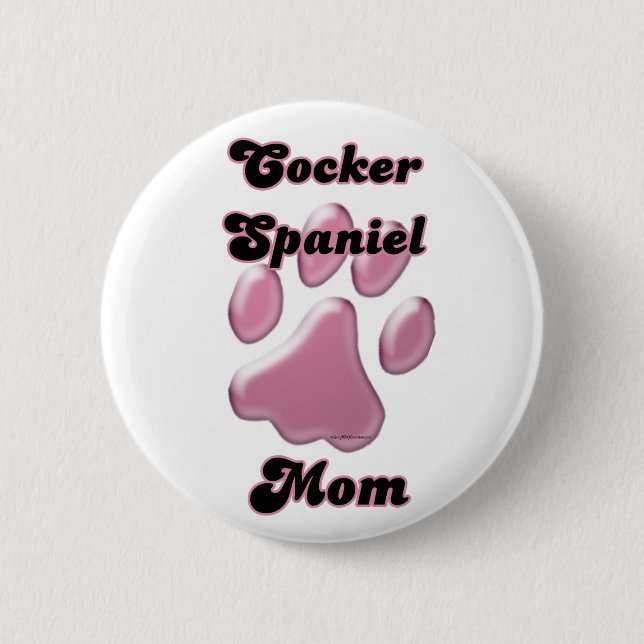 Cocker Spaniel Mom Pink Pawprint  - Button (Front)
