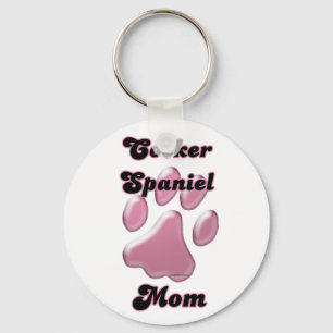 Cocker Spaniel Mom Pink Pawprint Keychain