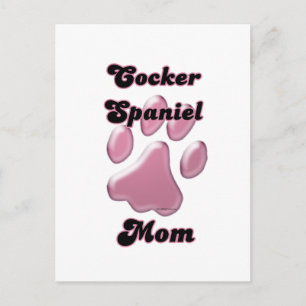 Cocker Spaniel Mom Pink Pawprint  Postcard