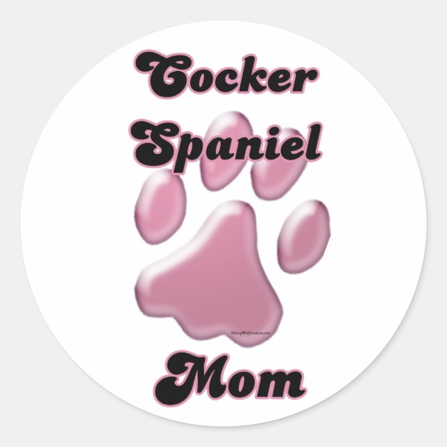 Cocker Spaniel Mom Pink Pawprint  - Sticker (Front)