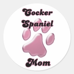 Cocker Spaniel Mom Pink Pawprint  - Sticker