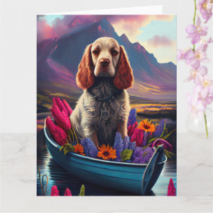 Cocker Spaniel on a Paddle: A Scenic Adventure Card