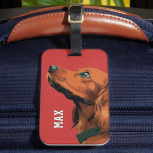 Cocker Spaniel on Red Background Luggage Tag