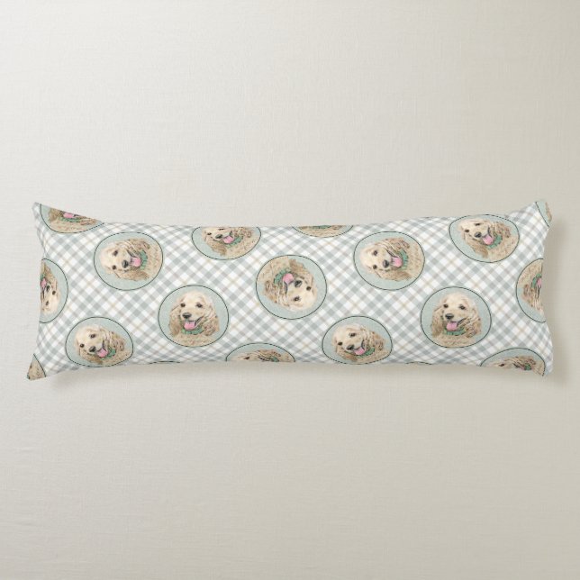 Cocker Spaniel Painting Buff Gold Original Dog Art Body Pillow (Front)