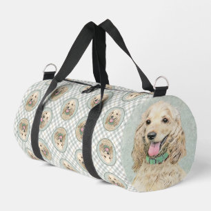 Cocker Spaniel Painting Buff Gold Original Dog Art Duffle Bag