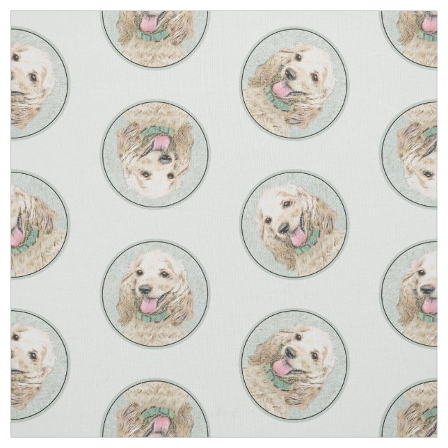 Cocker Spaniel Painting Buff Gold Original Dog Art Fabric (Swatch)