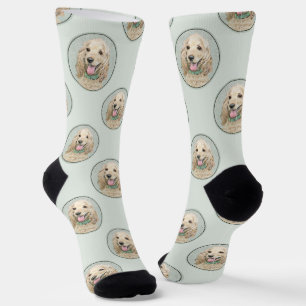 Cocker Spaniel Painting Buff Gold Original Dog Art Socks