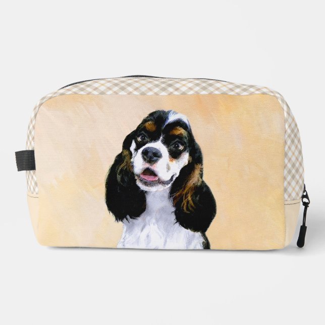 Cocker Spaniel Painting Parti Tan Original Dog Art Dopp Kit (Front)