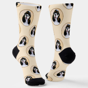 Cocker Spaniel Painting Parti Tan Original Dog Art Socks