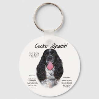 Cocker Spaniel (Parti/b&w) History Design Keychain
