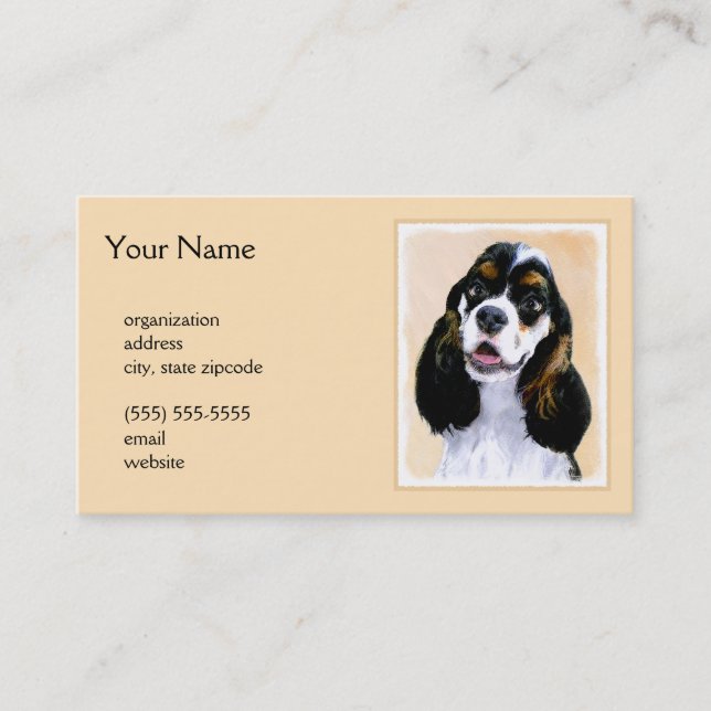 Cocker Spaniel (Parti) Painting - Original Dog Art Business Card (Front)
