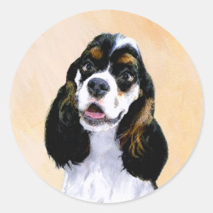 Cocker Spaniel (Parti) Painting - Original Dog Art Classic Round Sticker