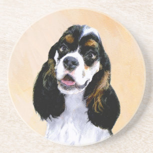 Cocker Spaniel (Parti) Painting - Original Dog Art Coaster
