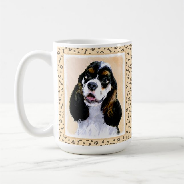 Cocker Spaniel (Parti) Painting - Original Dog Art Coffee Mug (Left)