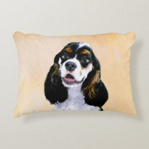 Cocker Spaniel (Parti) Painting - Original Dog Art Decorative Pillow
