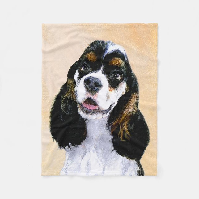 Cocker Spaniel (Parti) Painting - Original Dog Art Fleece Blanket (Front)